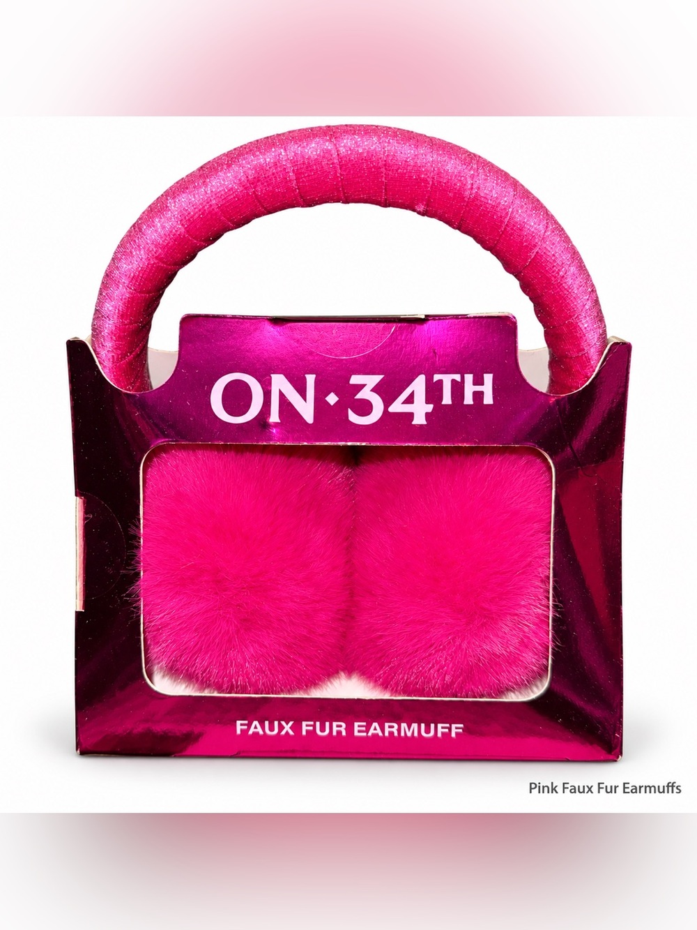 ON·34TH Hot Pink Faux Fur Earmuffs — Women's Plush Winter Accessory